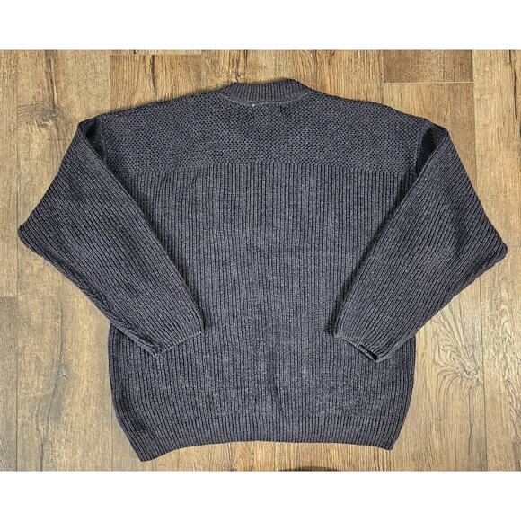 Vintage Eddie Bauer Sweater Mens XL Fisherman Henley Y2K Chunky Heathered Navy - Picture 6 of 6